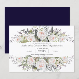 Invitation Aquarelle Whimsical Fleurs blanches Mariage de cad
