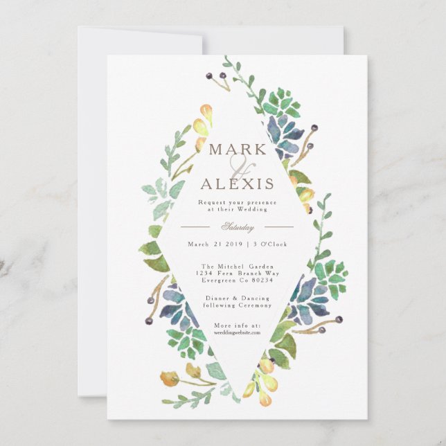 Invitation Aquarelle Whimsical | Invite de mariage (Devant)
