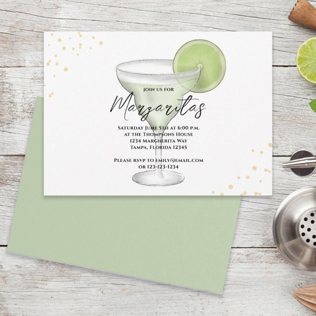 Invitation Aquarelle Whimsical Margarita Lime Calligraphie (Créateur téléchargé)