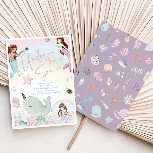 Invitation Aquarelle Whimsical Mermaids Filles Anniversaire (Créateur téléchargé)