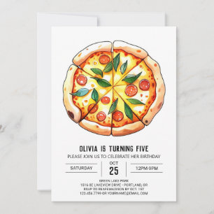 Invitation Aquarelle Whimsical Pizza Anniversaire