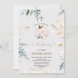 Invitation Aquarelle Whimsical Rose Floral Or Christening