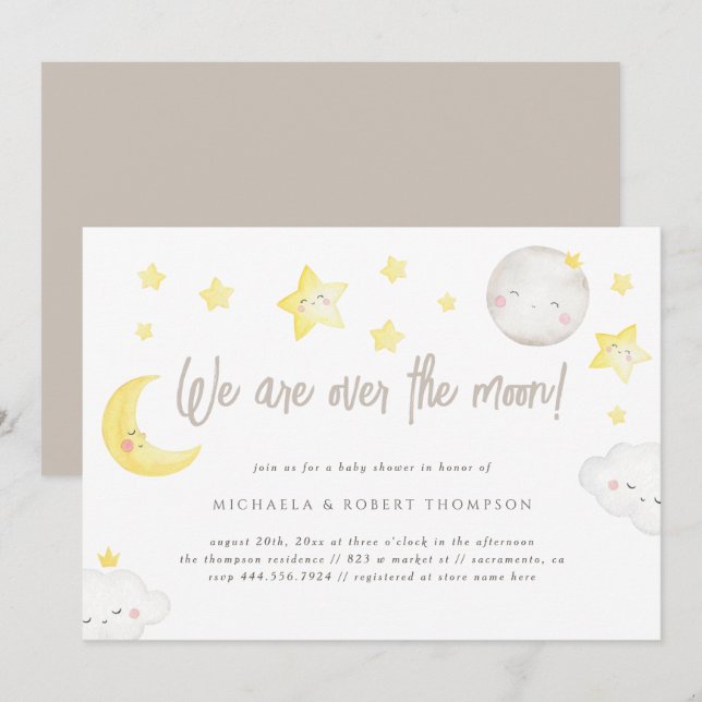 Invitation Aquarelle Whimsy Nous Sommes Sur Le Baby shower Lu (Devant / Derrière)