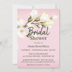 Invitation *~* Aquarelle White Beach Rose Buds Fête de l'mari