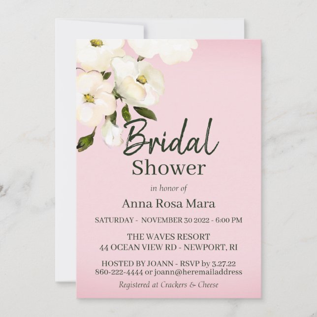 Invitation *~* Aquarelle White Beach Roses Fête des mariées (Devant)