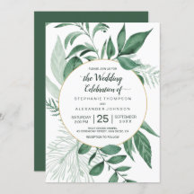 Aquarelle Wild Feuilles Hunter Mariage vert