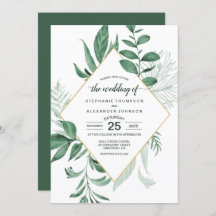 Aquarelle Wild Feuilles Hunter Mariage vert