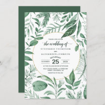 Aquarelle Wild Feuilles Hunter Mariage vert