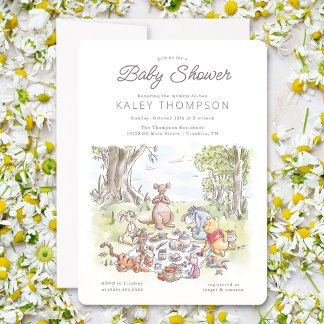 Invitation Aquarelle Winnie le Baby shower de pique-nique Poo
