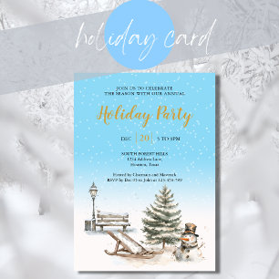 Invitation Aquarelle Winter Holiday Pastel