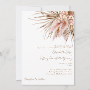 Invitation Aquarelle Wispy Pampas Mariage