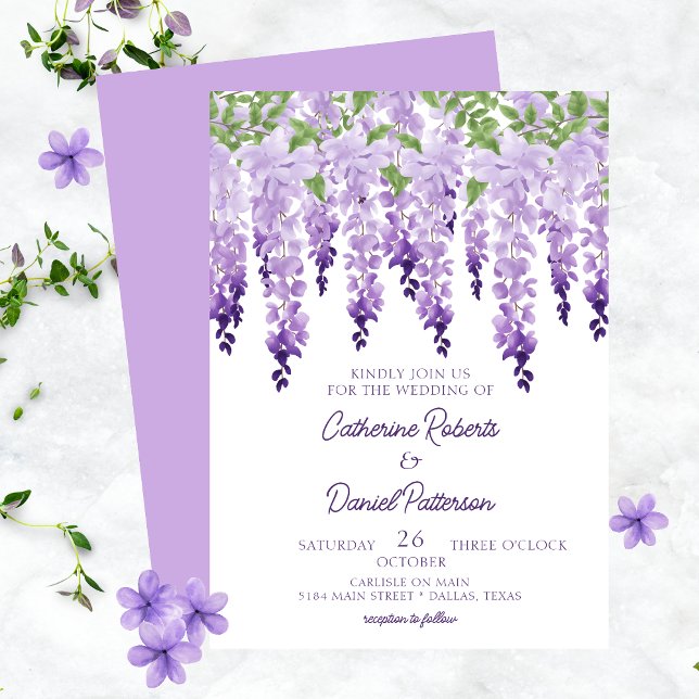 Invitation Aquarelle Wisteria Floral Élégant Script moderne (Créateur téléchargé)
