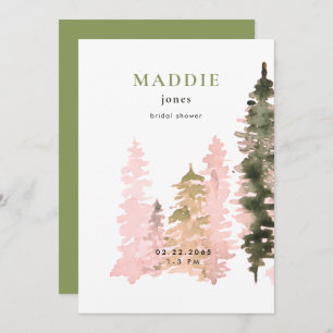 Invitation Aquarelle Woodland Green Bride douche