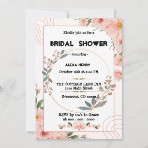 Invitation aquarelles florales boho, bébé fille