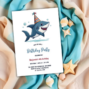 Invitation Aquarium Kids Party Jote Shark Anniversaire