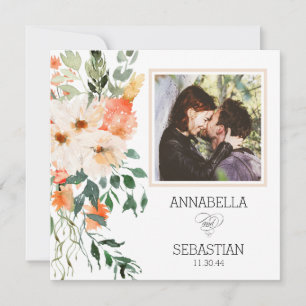 Invitation *~* AR12 QR RSVP PHOTO MARIAGE Fleurs roses