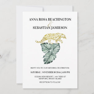 Invitation *~* AR21 QR RSVP Jungle Tropical Leopard MARIAGE I