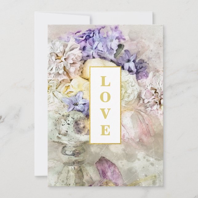 Invitation *~AR26 Bouquet de fleurs de jardin QR RSVP Mariage (Devant)