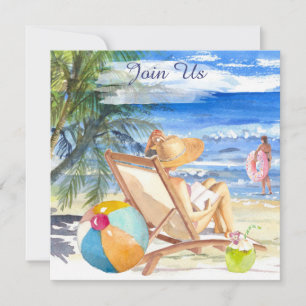 Invitation *~* AR29 Mer Sable Soleil Plage Femme TOUT ÉVÉNEME