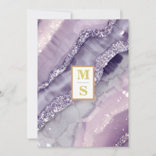 Invitation *~ AR66 RSVP LAVENDER Silver QR Initiales Mariage