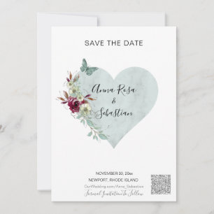 Invitation *~* AR6 QR MARIAGE Papillon Coeur SAUVER LA DATE
