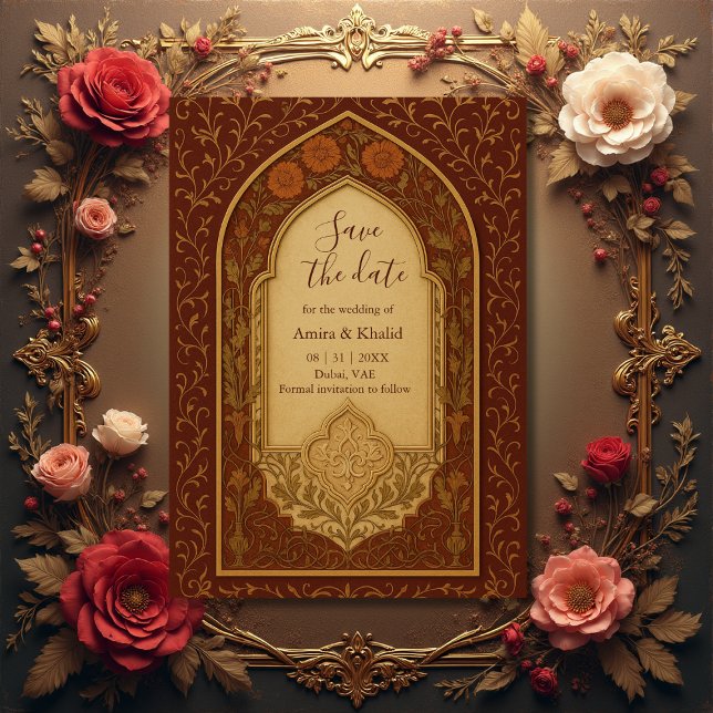Invitation Arabian Floral Arch Wedding enregistrer la date (Créateur téléchargé)