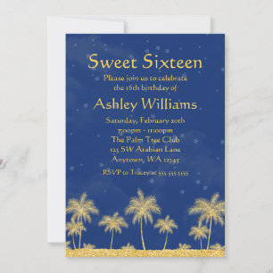 Invitation Arabian Nights Blue Stars 16 Anniversaire