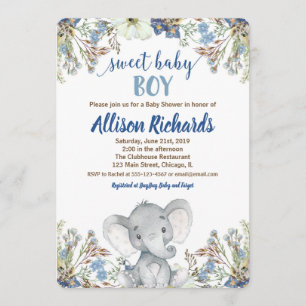 Invitation Arachide d'éléphant d'invitation de baby shower de