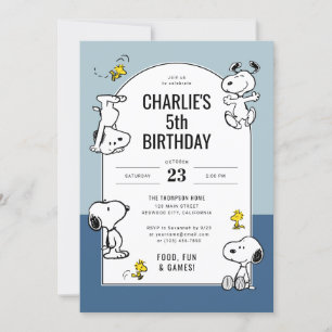 Invitation Arachides Snoopy & Bois Bleu Anniversaire
