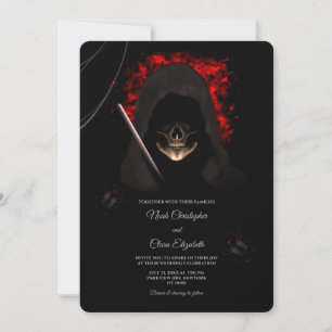 Invitation Araignée noire moody gothique crâne noir halloween