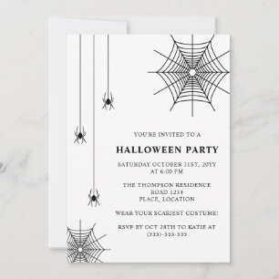 Invitation Araignées et toile d'araignée Simple Halloween noi
