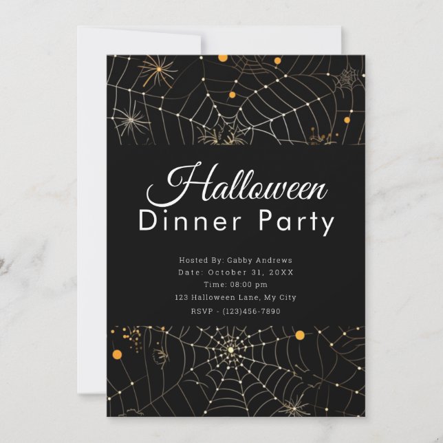 Invitation Araignées et toiles d'araignées Dîner d'Halloween (Devant)