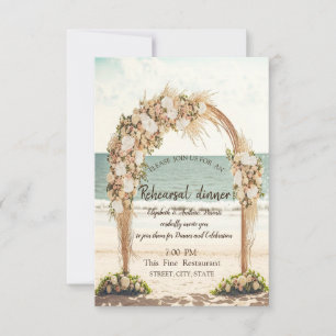 Invitation Arbor de mariage de plage Roses Dîner de répétitio