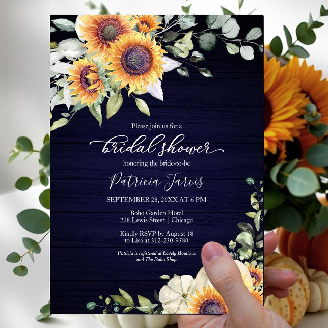 Invitation Arborescence Tournesols Citrouille Mariage Champêt (Créateur téléchargé)