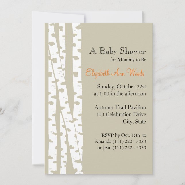 Invitation Arbre à bouleau blanc/ Baby shower (Devant)