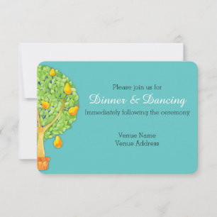 Invitation Arbre à poires Réception Mariage turquoise Invitat