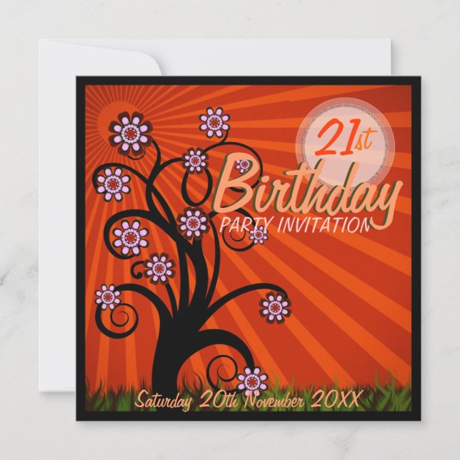 Invitation Arbre à Whimsical Sunshine Age Anniversaire Invita (Devant)