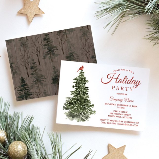 Invitation Arbre aquarelle et fête des fêtes cardinales (Créateur téléchargé)