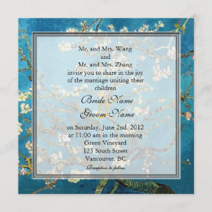 Invitation Arbre aux amandes en fleurs, célèbre mariage d'art