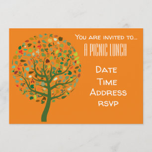 Invitation Arbre avec la partie de déjeuner de pique-nique
