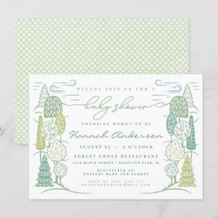 Invitation Arbre Baby shower supérieur Genre Neutre Vert