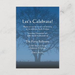Invitation Arbre bleu rustique de vie Bar Réception Mitzvah