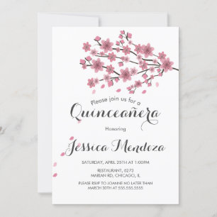 Invitation Arbre cerise en fleurs Quinceañera Sweet 16