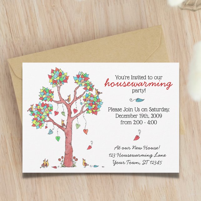 Invitation Arbre d'aquarelle à réchauffement domestique mou (Créateur téléchargé)