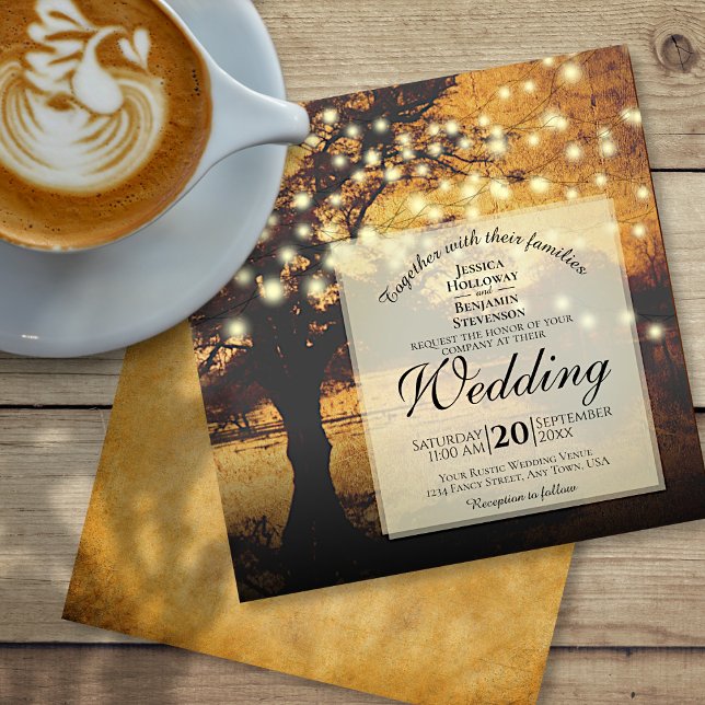 Invitation Arbre d'automne avec lumières Mariage rustique (Créateur téléchargé)