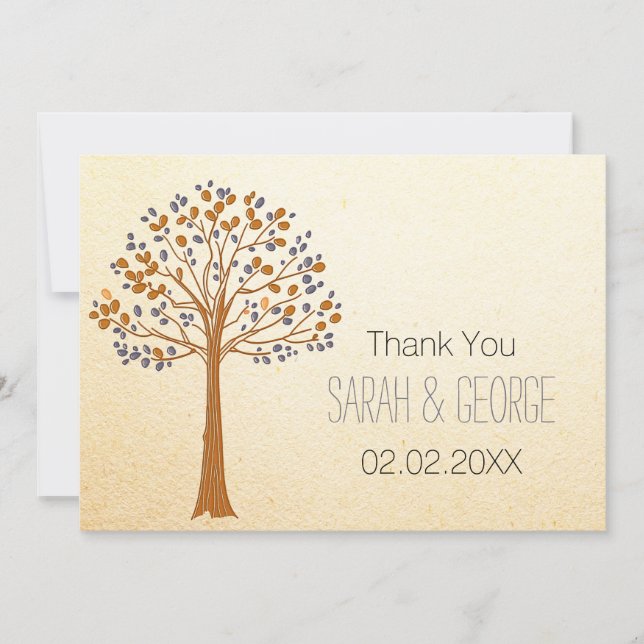 Invitation arbre d'automne, Rustique Mariage de automne Merci (Devant)