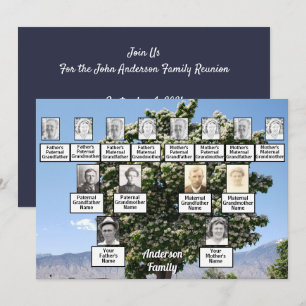 Invitation Arbre de 3 générations de réunion familiale avec f