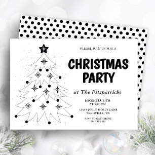 Invitation Arbre de fête noir et blanc Soirée de Noël