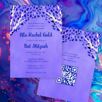Arbre de la vie étoiles Custom Bat Bar Mitzvah QR 