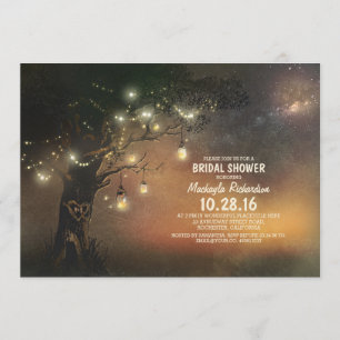 Invitation Arbre de lumières et Fête de la mariée rustique de